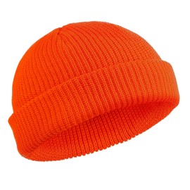 SATINIOR Trawler Beanie Watch Hat Roll-up Edge Skullcap Fisherman Beanie for Women Men(Orange,1 Piece)