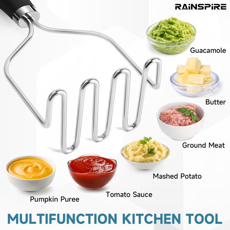 Rainspire Potato Masher Stainless Steel, Mashed Potato Masher Kitchen Tool,