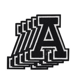 LUTER 5pcs Letter Patches Iron on & Sew On, 3.14 Inch Embroidery Decorative Alphabet Applique Patches Iron On Letter for Clothing Jackets Jeans Handbags Backpacks Hats DIY Crafts(A)