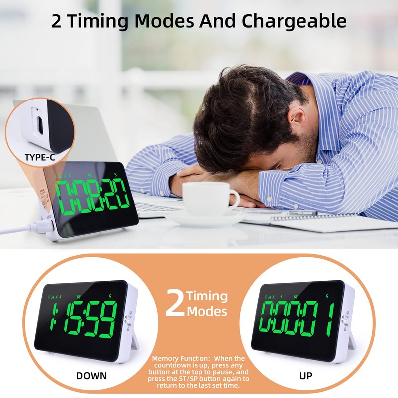 XREXS Digital Kitchen Timer, Digital Cooking Timer, Count Up/Down Timer