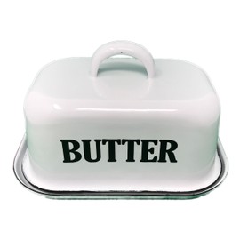 Your Heart's Delight White Enamelware Butter Dish, Multicolor