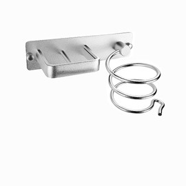 OlBuWa Hair Dryer Rack Wall Mounted Stainless Steel Shelf Storage For Bathroom Walls (Silver)