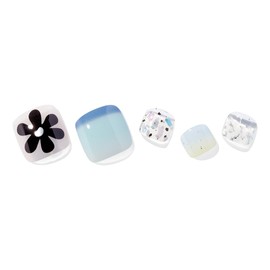 ohora Semi Cured Gel Nail Strips (P Flowery Ocean) - Works with Any Nail Lamps, Salon-Quality, Long Lasting, Easy to Apply & Remove - Includes 2 Prep Pads, Nail File & Wooden Stick