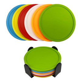 6 Pieces Silicone Coasters, Cup Coasters for Drinks, Heat Resistant Glass Cushion, Coffee Coaster for Table, Desk, Kitchen, Office, Bar Furniture Protection, Hot Cup Mat (Mix Color)