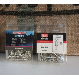 Do It Best Mix Set Aluminum Pop Rivets 1/8 x 1/8" Dome Head Blind 4-2 Gap .063-.125 Qty 200