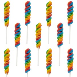 Rainbow Twist Lollipop, Mixed Fruit Flavor, Individually Wrapped Pop, 3" Inch Sucker (48-Pack)