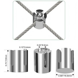 RiaYer 40 Pack Wall Trellis Wire Clamps & Cross Cable Clamps, T316 Stainless Steel Heavy Duty (0.66" OD) for 1/8" Rope, No Drilling Wire Trellis Kit for Outdoor Climbing Plants & Fence