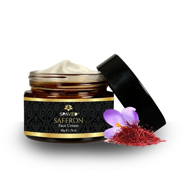 SpaVed Natural, Vegan Saffron Face Cream, day moisturiser for a radiant and glowing complexion, 50g
