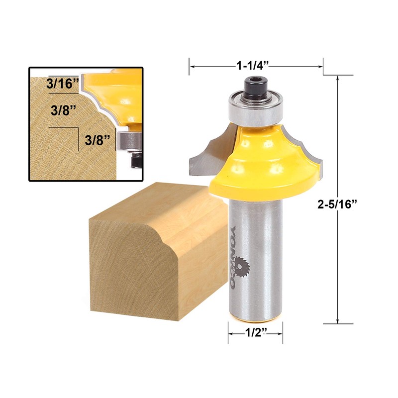 YONICO Double Roundover Router Bits Edge Forming 3/8-Inch 1/2-Inch Shank