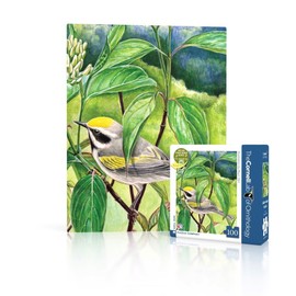 New York Puzzle Company - Cornell Lab Golden-Winged Warbler Mini - 100 Piece Jigsaw Puzzle for Adults by Reyn Ojiri