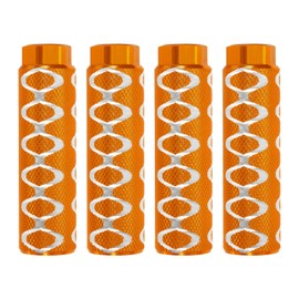 PATIKIL Bike Pegs Fit 3/8 Inch Axles, 4 Pack Aluminum Alloy Anti-Skid Lead Foot Bicycle Peg Back Seat Stands with Circle for BMX Mountain Dirt Bike Cycling Rear Stunt Pegs, Yellow