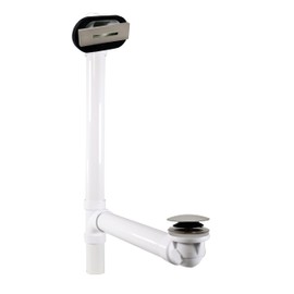 Westbrass D493244LD-07 19" Bath Waste Assembly with Tip-Toe Drain Plug and Linear Overflow Faceplate - Sch. 40 PVC, Satin Nickel