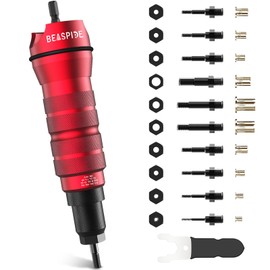 Beaspire Cordless Drill Electric Rivet Gun Adapter Rivet Nut Drill Adapter Kit Including 10 Mandrel and 50Pcs Assorted Rivet Nuts, Rugged Carrying Case