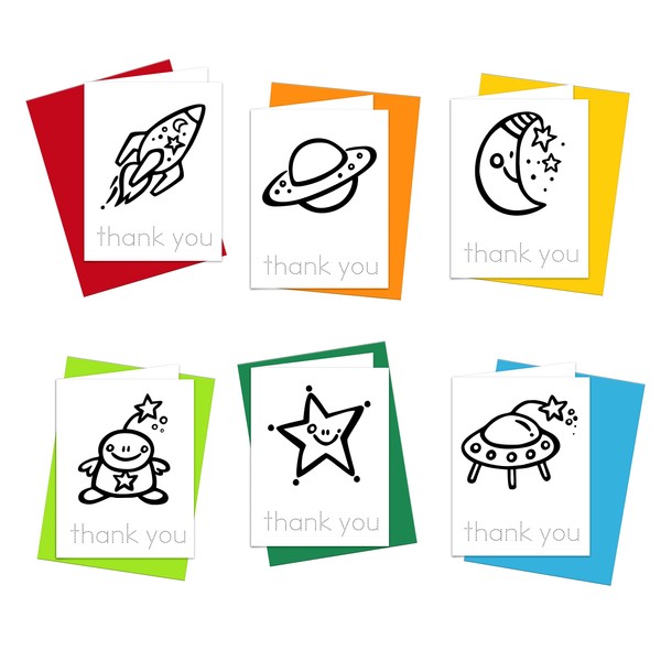 Thank You Cards: Set of 6 Thank You Notes for