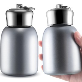Mifoci 2 Pcs 10oz Mini Stainless Steel Water Bottle Slim Insulated Thermal Water Bottle Small Vacuum Hot Cold Drink Portable Water Bottle for Women Gifts Travel Camping Sport Hiking (Silver)
