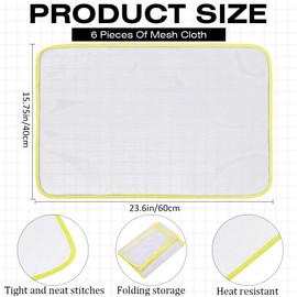 CRASPIRE 6Pcs Yellow Ironing Cloth Ironings Scorch Mesh Clothes Heat Resistant Pad High Temp Protective Pressing Pads Iron Insulation Net Fabric for Protect Fabrics Sewing Protector Tool Home Reusable
