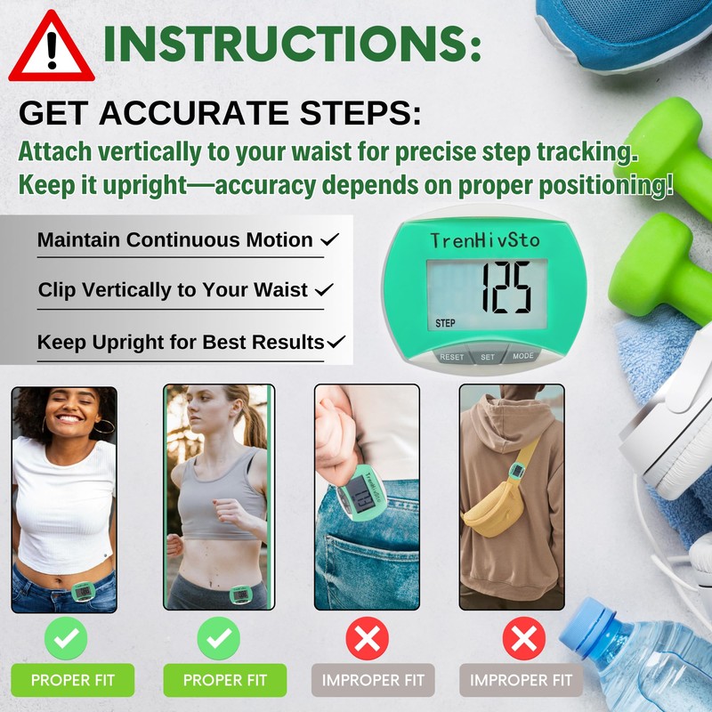 Pedometer for Walking Steps and Miles,Simple Step Counter Clip on