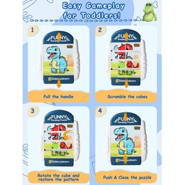 Fullware 3d Rotating Puzzles for 2 3 4 5 6 Year Olds-4 Jigsaw Puzzles in 1-Travel Toys for Toddlers on Plane, in Car- Travel Activity - Montessori Puzzle Game-Birthday Gift for Boys & Girl (Dinosaur)