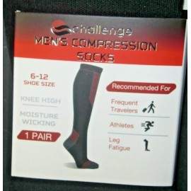 Challenge Men's Compression Knee-High Socks Shoe Size 6-12