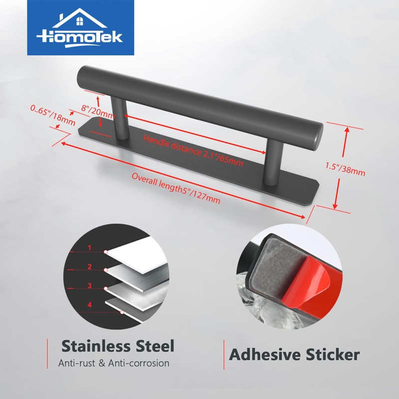 HOMOTEK 2 Pack Self-Adhesive Sliding Closet Door Handles Instant Self-Stick