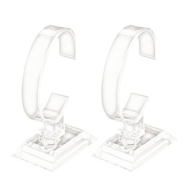 GSHLLO 2 Pcs Clear Acrylic Watch Display Stands C Shape Display Holder Bangle Bracelet Display Racks Wrist Jewelry Show Stand Showcases for Home Shop Use