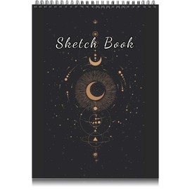 Deokke Sketch Book Top Spiral Bound Sketch Pad,9 x 12 inch,100GSM Thick Paper,50 Sheets 100 Pages,Art Sketchbook Artistic Drawing Writing Paper,for Girls Women Beginners Artists (E9-Moon)