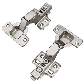 Kimdot 2 Pieces Inset Frameless Soft Close Kitchen Cabinet Hinge 35mm Cup 105 Degree Adjustable Clip-On Three Way Self-Closing European Concealed Door Hinge Matching Screw for Easy Installation