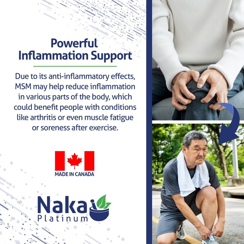 Naka Platinum MSM Powder, 1800mg, Relieve Joint Pain, (700 gram)