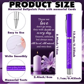 Maitys 50 Set Memorial Funeral Favor for Guest Include 50 Funeral Ballpoints and Prayer Cards, 50 Keychains with Tassels Bags and Twist Ties, Sympathy Gift for Memorial Service(Flower,Purple)