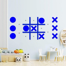 Magnetic Tic Tac Toe Wall-Mount Game,Game Room Decor,Hallway Decor,Playroom Decor,Modern Wall Decals for Kids Room,Classroom&Offices,Best Gift for Family, Friends (Navy Blue)