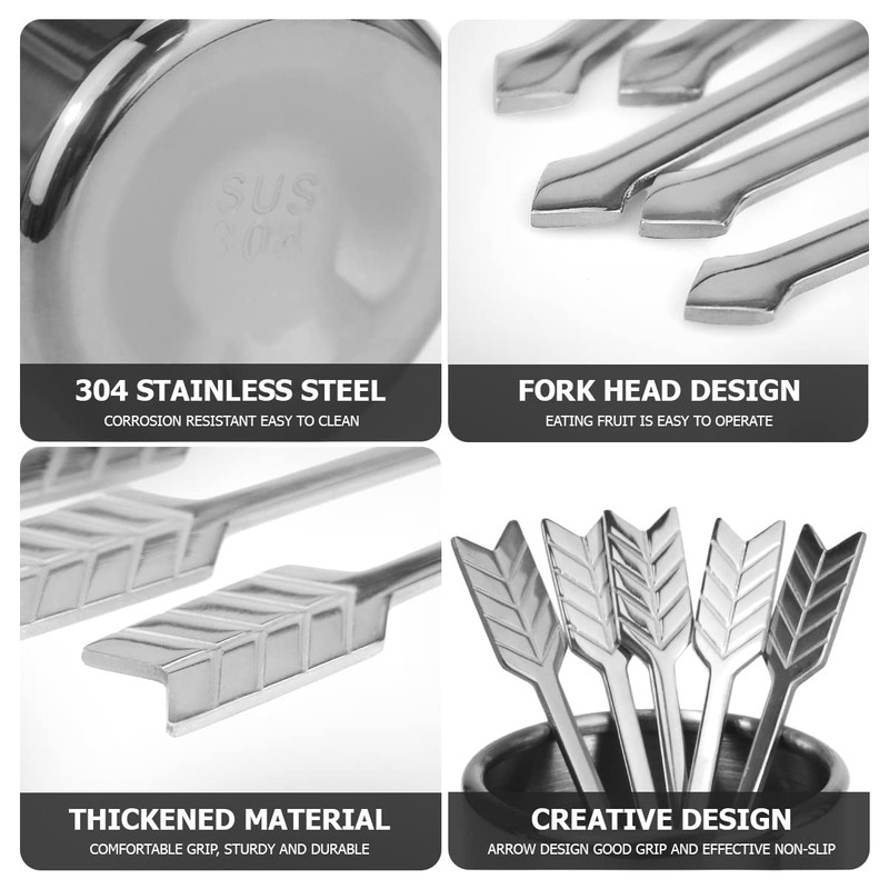 DOERDO Decor Cocktail Picks Stainless Steel Fruit Toothpicks Sandwich Appetizer