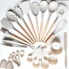 Non-Stick Silicone Cooking Kitchen Utensils Spatula Set with Holder, Wooden
