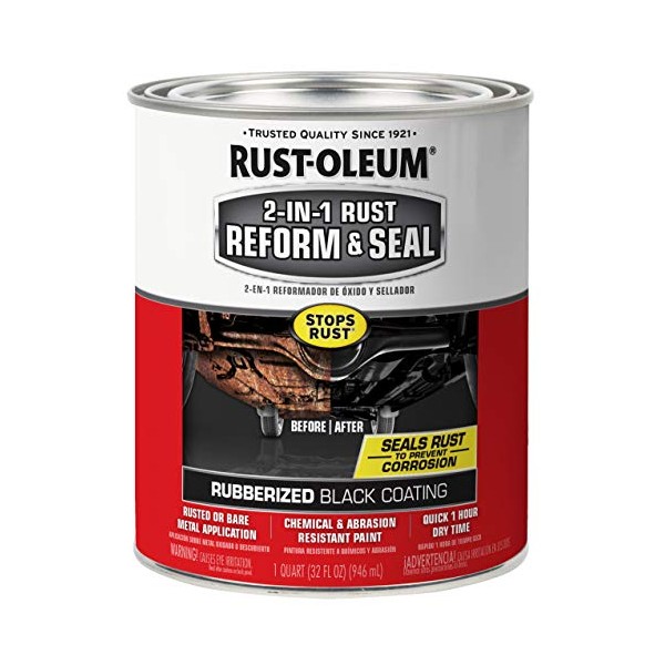 Rust-Oleum 344763 Automotive 2-in-1 Rust Reform & Seal, Quart, Black,