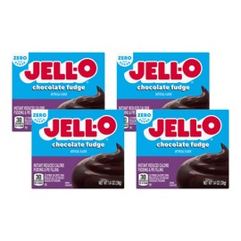 Jell-O Chocolate Fudge Zero Sugar Instant Reduced Calorie Pudding & Pie Filling Mix, 1.4 oz Box (Pack of 4)