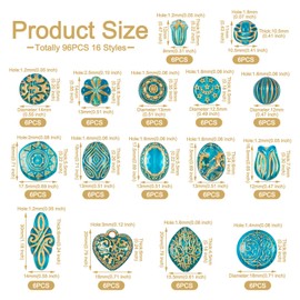 Craftdady 96pcs Flat Round Flower Oval Beads Dark Blue Plating Acrylic Loose Spacer Beads Metal Enlaced Bracelet Beads 11~30mm for DIY Earring Necklace Jewelry Making