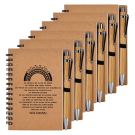 YYTECH Set of 6 Gift for Colleagues, Thank You Gift, Leaving Gift, Colleague, Teacher, Educator, Inspirational Spiral Notepad, Ballpoint Pen Made of Wood (Thank You for Cuddling)