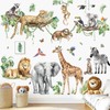 decalmile Large Jungle Animals Tree Branch Wall Stickers Safari Elephant