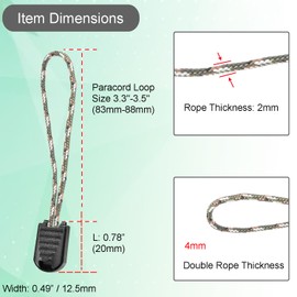 10 Pack Paracord Zipper Pull Replacement Pulls Tabs for Keys, Flashlight, Knife, Pouch, Backpack, Suitecases, Pocket - Camouflage