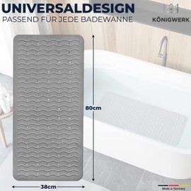 Königwerk Non-Slip Bath Mat - 100% BPA Free [80 x 38 cm] | Without PVC | For Pure Bath Fun | Bath Mat Made in Germany | Non-Slip Bath Mat - Ideal for Adults and Children