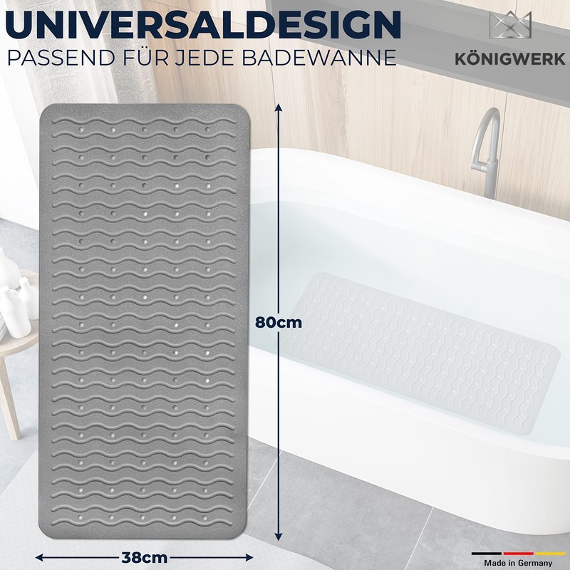 Königwerk Non-Slip Bath Mat - 100% BPA Free [80 x