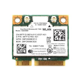 Wireless-AC 7260 Media tarjeta de red PCIe | 867 Mbps con soporte Bluetooth 4.0 | Pieza de repuesto HMC WLAN 7260.Tarjeta Wi-Fi HMWG 7260HMW