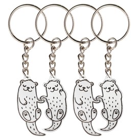 USHXVG 2 Pairs Otter Keychains, Otter Keychains Holding Hands, Otter Pendants, Metal Keychains, Cute Animal Keychains, Pendant Buckles For Couples And Friends