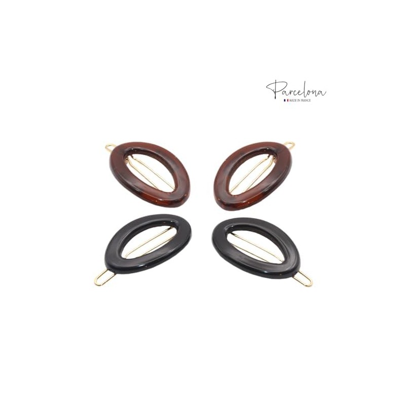 Parcelona French Eggie Oval Shell Black Mini Celluloid Acetate Side