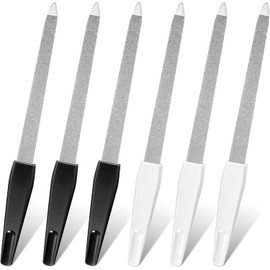 6 Pack Professional Metal Nail Files for Natural Nails - 15.2cm/6 Inch Nail File Set for Home Salon Use - White & Black Nail Tools & Accessories