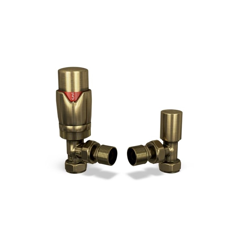 UK Radiators Thermostatic Radiator Valve (TRV) - 15mm Angled Lockshield