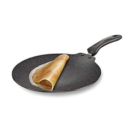 TABAKH 12-Inch Flat Dosa Tawa | Black | 30 cm | Non-Stick | Induction Base | Dishwasher Safe | PFOA Free | Metal Spoon Friendly (30 cm)