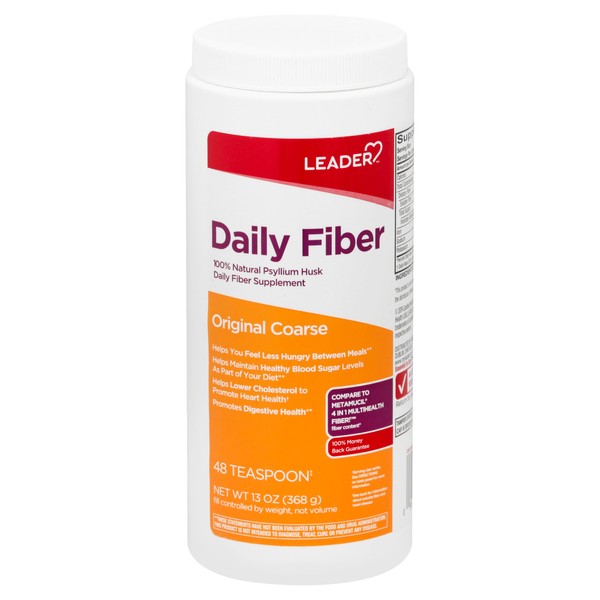 Leader Psyllium Husk Powder Supplement 4-in-1 Fiber for Digestive Health,