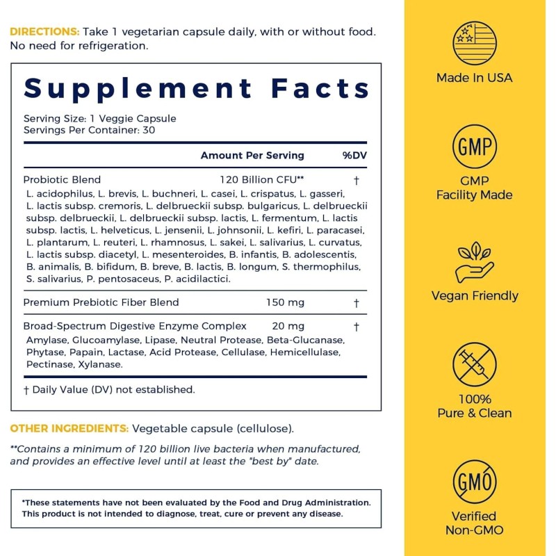 NewRhythm Probiotics 120 Billion CFU 36 Strains, 3-in-1 Probiotics for