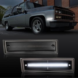 AUYICH LED Side Marker Lights, 2PCS Fender Bumper Indicator Turn Signal Light, White Lamp, Smoked Lens, Compatible with Suburban Blazer Jimmy 1981-1991