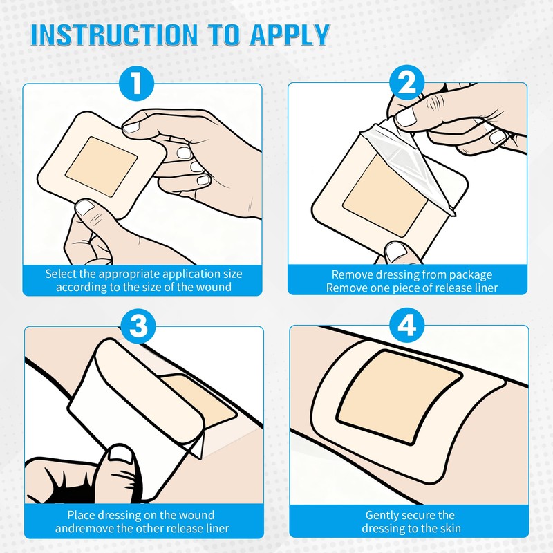 10 Pack Silicone Foam Dressing with Border, 3x3 Inch Bandage